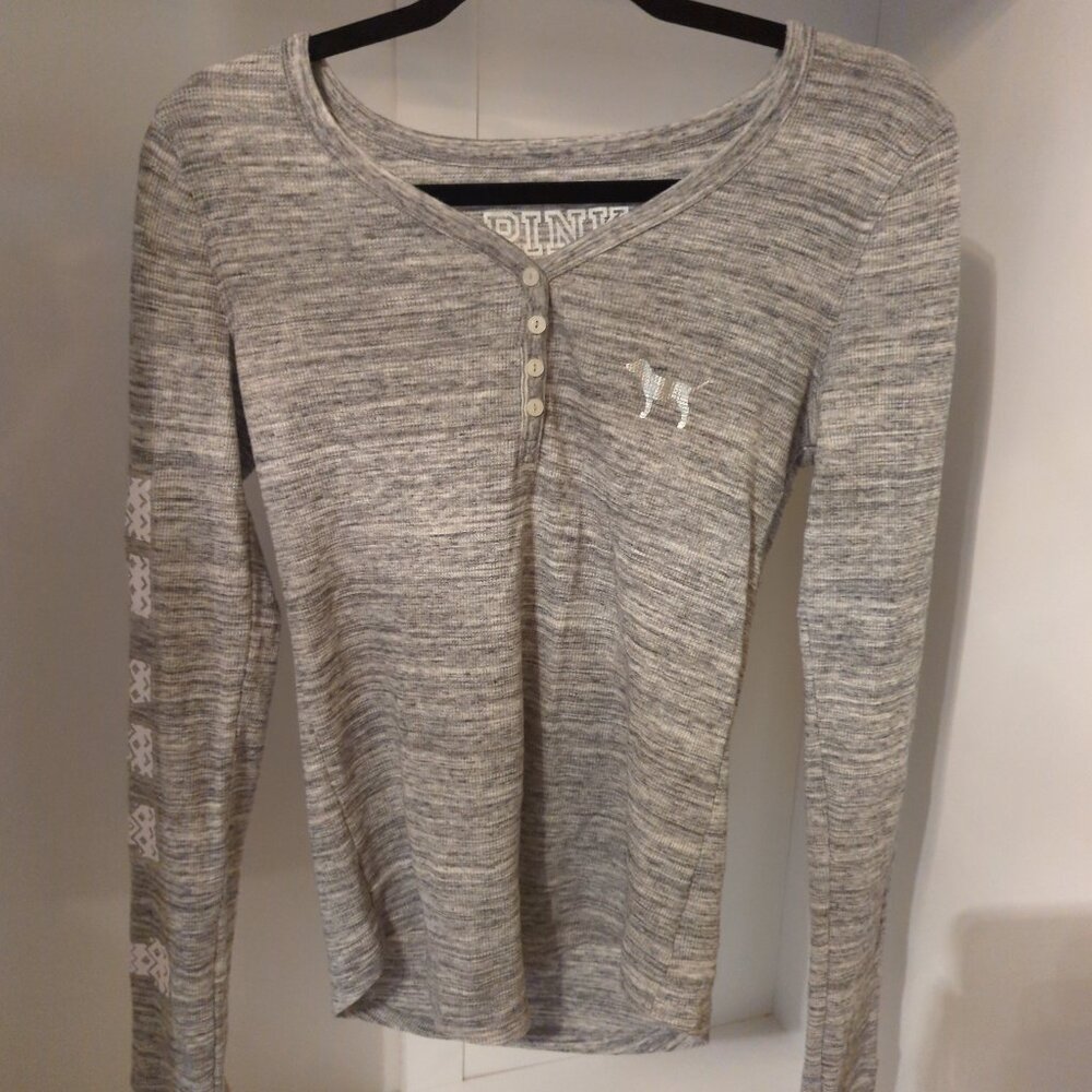 PINK medium grey long sleeve shirt